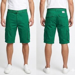 ​Akademiks Cargo Shorts Men's Size34 Green CanvasBelted 100%Cotton New With Tag